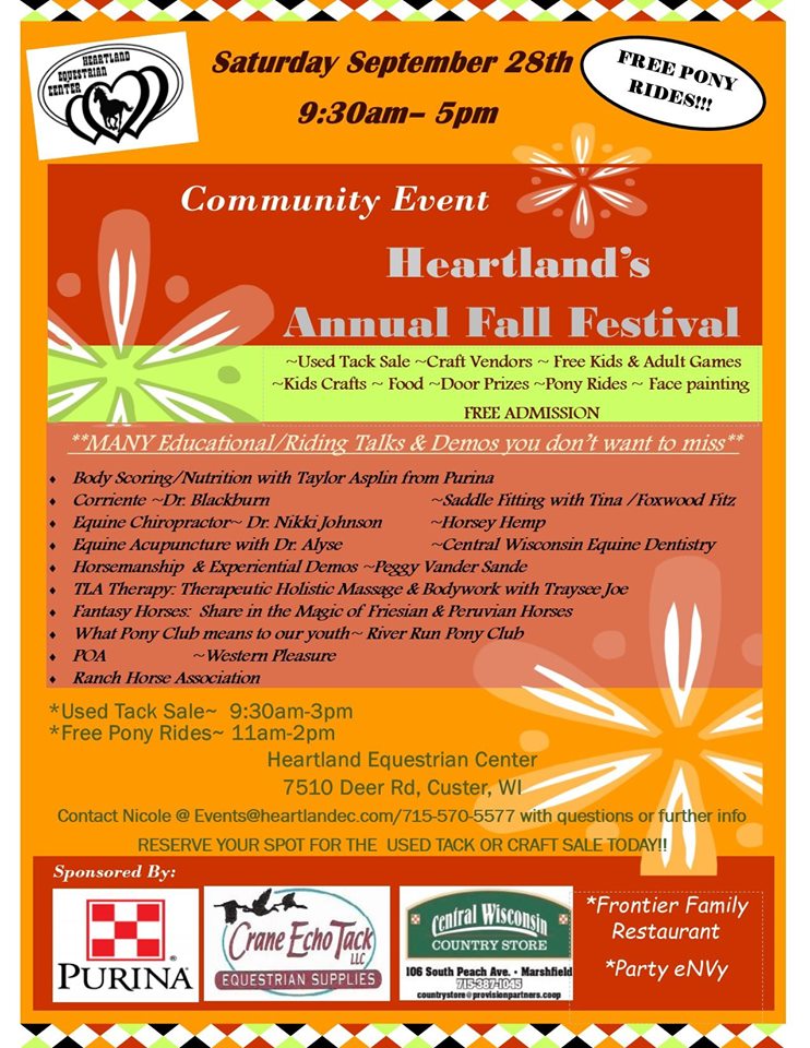 Heartland’s Annual Fall Festival/ Craft & Used Tack Sale